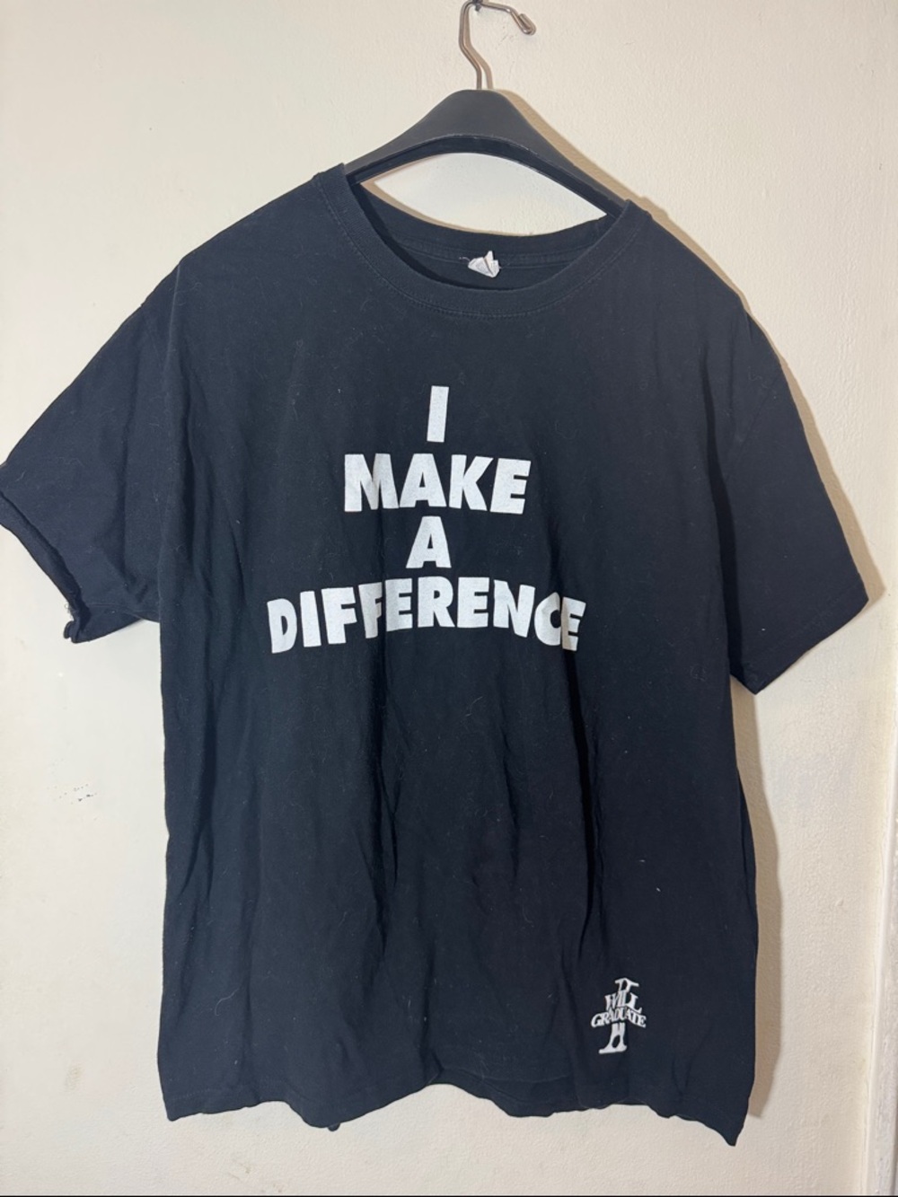 Keya Black Graphic 'I Make A Difference' Men's Tee Sz XL Soft Spun Cotton Unisex
